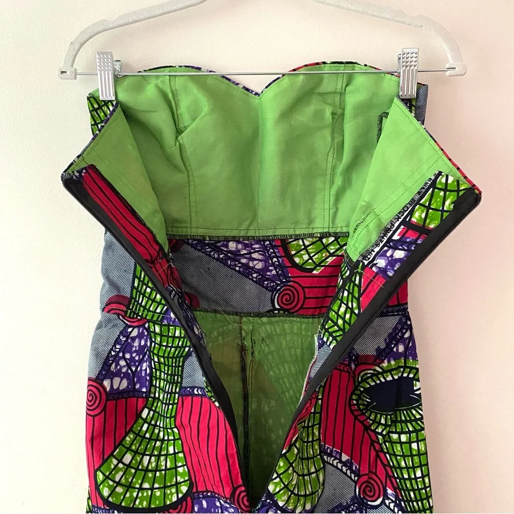Girls‎ Ankara Patchwork Playsuit Multi Colored Mosaic One-piece Romper Large/XL